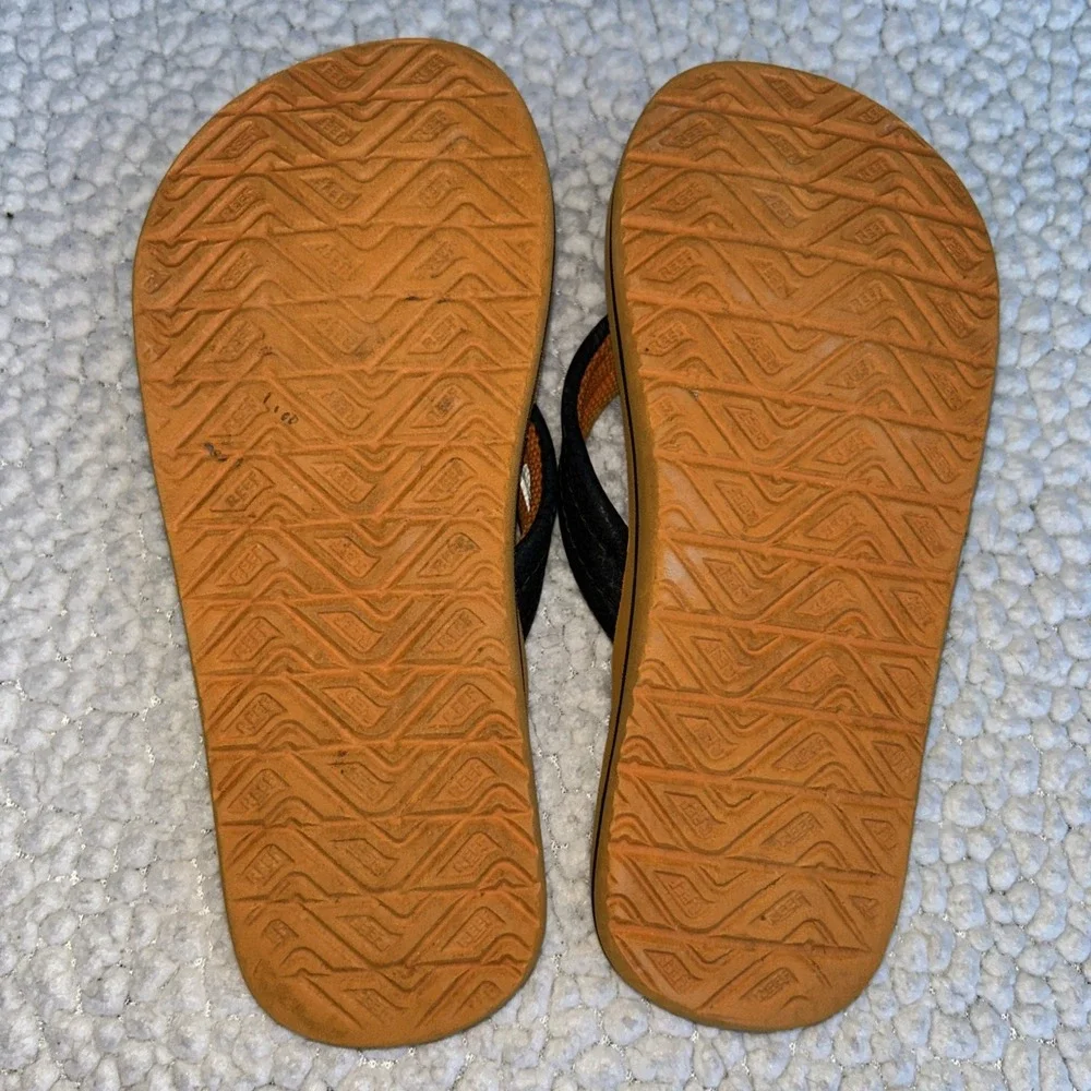Reef Kids Flip Flops Orange White Black Striped Thong Sandals Size 13/1